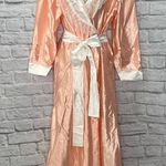 Vintage Fantasy Nightwear by Janice Lee Satin & Lace Robe Coral Pink Size M Size M Photo 7