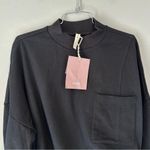 Nap Loungewear Drawstring Hem Oversized Cotton Sweatshirt NEW Black Small Photo 3