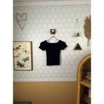 Sandro Paris Black Cropped White Trim Ribbed Top - Size - XS Photo 2