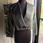 Vintage Cassidy silk pinstripe cropped button bolero jacket, size
6 Black Photo 0