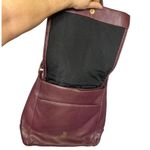 Levenger Shoulder Bag Large Medium Maroon Burgundy Fold Over Chic Purse Saddle Photo 5