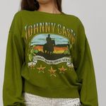 Daydreamer  Johnny Cash Sunday Morning Oversized Crew in Olive Green, Sz S Photo 1