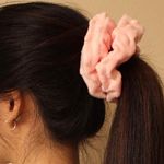 Large Pink Minky Dots Pink Scrunchie Hair tie Hair Accessories Photo 3
