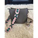 Montana West Gray Pebble Grain Crossbody Bag With Colorful Geometric Strap Photo 1
