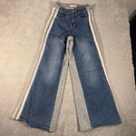 Austin Landing Women Blue Denim and Gray Sweats Flare Jeans Size 1 Photo 0