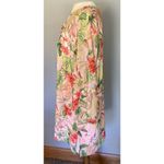 J.Jill  Tunic Dress Sz LG Seashell Paradise Tropical Floral Pink Bell Sleeve Photo 6