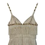 NWT Mandalay Cream Ivory Gold Beaded Fringe Midi Evening Cocktail Dress Womens 6 Photo 6