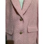 H&M  Pink Textured Tweed Blazer Jacket Gold Buttons Oversized Women Medium Photo 2