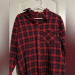Women’s Plaid Flannel Shirt – Red & Black – Size Medium, Pre Photo 4