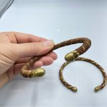 Bronze & Gold Tone Metal Twist Bracelet Cuffs Set of Two Photo 2