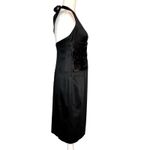 Cache  Vintage 90s Satin Corset Halter Dress Womens Size 8 Black Classic Backless Photo 6