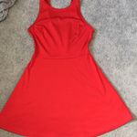 Divided Red Ved Back Dress Photo 0