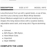 Lulus NEW  Literary Lover Black Wrap Knit Sweater Dress Long Sleeves. Women Small Photo 5