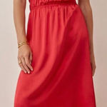 Reformation Plumeria Silk Midi Dress Cherry Red 100% Silk Size XL NWOT Photo 0