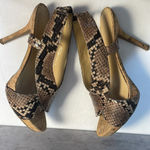 Nine West NINE WEST Snakeskin Cork Bottom 4” Heels Crossover Straps Sandals Classic 8.5M Photo 5