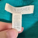 Eileen Fisher  Teal Green Organic Linen Button Down Shirt Womens LP Lagenlook Top Photo 11