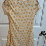 Altar'd State White and Orange Sunflower Dress w/ Short Sleeves and Crew Neck Photo 4