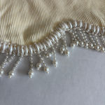 ZARA NWT Seamless Ribbed Pearl Fringe Long Sleeve Crop Top XS in Oyster white Photo 4