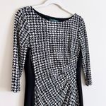 Ralph Lauren Lauren  Houndstooth Ruched Sheath Dress Size 8P Black White Photo 2