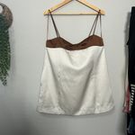 Free People NEW  Verano Mini Dress Brown Ivory Satin Shift Size Medium Coquette Photo 10