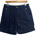 Ralph Lauren Lauren Navy Shorts Women Size 6 Cuffed Gold Buttons Sailor Nautical Photo 0
