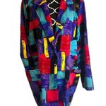 Bedford Fair Lifestyles Colorful Bold Maximal Abstract Tunic Blazer Cardigan MD Purple Size M Photo 0