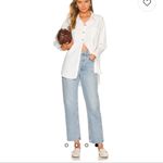 Free People Oxford Dreams Shirt Brown Stitch White Combo Fringe Size Small Photo 2