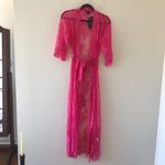 Hunkemoller Pink Peacock Lace Long Kimono Robe, NWT Size L Photo 2