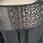 Skies Are Blue  Black Blouse XLP Lace Crochet Sleeve‎ Back Detail Classic Career Photo 6