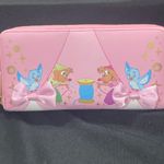 Disney Loungefly Cinderella Pink Wallet with Gold Zipper Pink Bows 8” x 4” EUC Photo 13