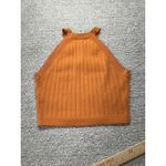 HAPPILY Grey Orange HIGH NECK SLEEVELESS HALTER TOP BUTTONS XL Women's‎ New Photo 1