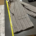 &merci &Merci Blazer Women Medium Tartan Plaid Brown Blue Double Button Preppy Classic Photo 5