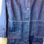 🌞French Cuff Long Sleeve Dark Denim lightweight Jacket Blue Size M Photo 1