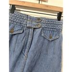 Free People  Denim Mini Skirt Blue Size 0 High Waist Button Front Pockets Photo 1