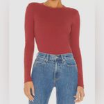 RE/DONE REDONE Red Ribbed Long-Sleeve Stretch Women’s Cotton Bodysuit Size Small Photo 3