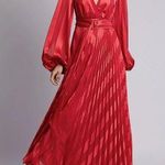 Alexis  Salomo V-neck Geo Striped Pleated Maxi Dress Photo 0