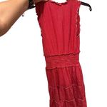 Max Studio Size Small Red and White Dress Waist Ruffle Bottom Striped Stripes Photo 3