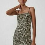 ZARA Women's Leopard Print Bodycon Dress Black Size Medium Square Neck Side Slit Photo 0