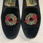 Basic Editions Christmas Wreath Embroidered Black Flat Shoes(Size 7) Photo 5