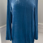 COS NEW BLUE VELVET LONG SLEEVE CREWNECK MINI DRESS SIZE 12! Photo 0