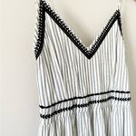 Japna  Maxi Dress with Embroidery Detail in Gray and White Stripe Size L Photo 2