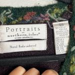 Vintage floral hand embroidered wool blend cardigan sweater Purple Photo 2