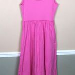 A New Day NWT Women’s Barbiecore Pink Lettuce Trim Waist Hi-Low Maxi Dress Photo 6