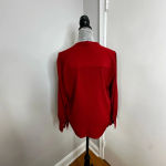 1. State Women’s Burnt Orange/red Long Sleeve Mandarin Collar Blouse. V Cutout. Cuffed. Photo 1