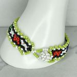 Colorful Beaded Toggle Close Bracelet Green White Yellow Red Orange Black Photo 5