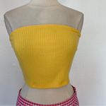 Forever 21 Solid Yellow Cropped Stripe Textured Tube Top Photo 1