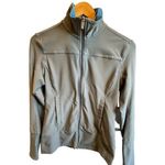 Nike Fit Dry Women's Grey Blue & Bright Blue Full Zip Athletic Collared Jacket Photo 2