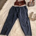 ZARA Boho  Navy Blue Linen Pants Photo 6