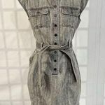 White House | Black Market WHBM Women's Snap Button Front Gray Acid Wash Belted Denim Mini Dress Size 00 Photo 0