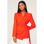 BOSS Burnt Orange Long Sleeve Tie Waist Oversized Blazer Jacket Size US 6 Photo 2